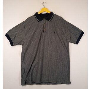 Preppy Knights of Round Table Mens Big 1X Grey Navy Striped Short Sleeve Polo